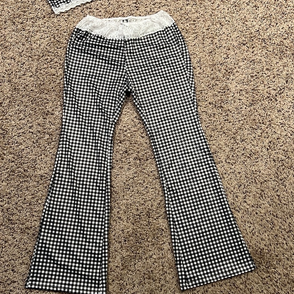 SHEIN size medium black and white with lace detail checkered matching set - Picture 6 of 9